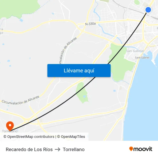 Recaredo de Los Ríos to Torrellano map