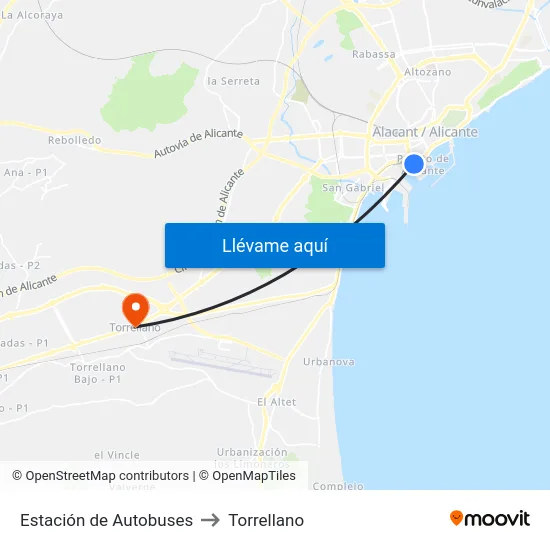 Estación de Autobuses to Torrellano map