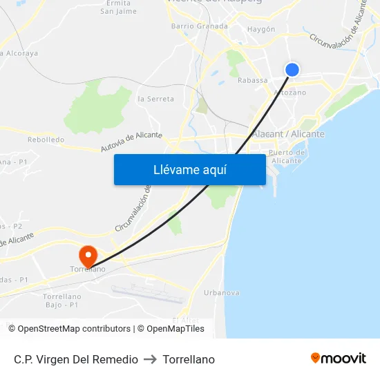 C.P. Virgen Del Remedio to Torrellano map