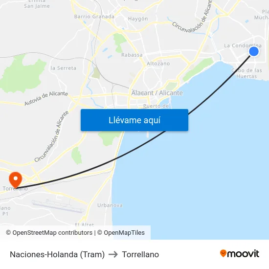 Naciones-Holanda (Tram) to Torrellano map