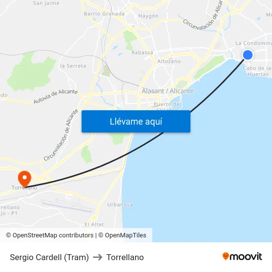 Sergio Cardell (Tram) to Torrellano map