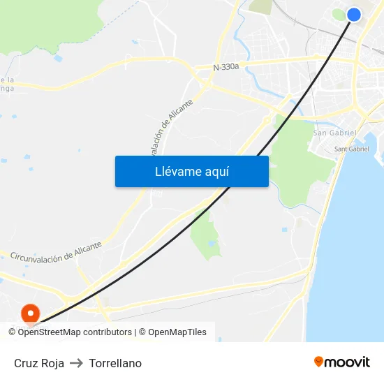 Cruz Roja to Torrellano map