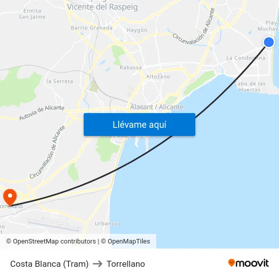 Costa Blanca (Tram) to Torrellano map