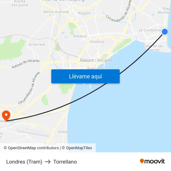 Londres (Tram) to Torrellano map
