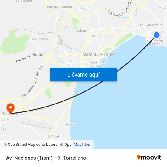 Av. Naciones (Tram) to Torrellano map