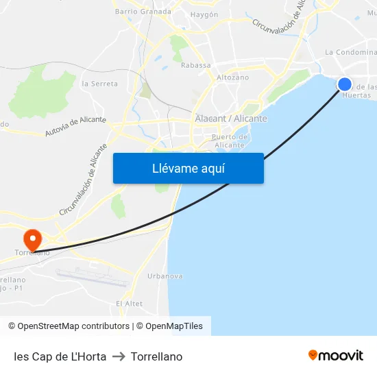 Ies Cap de L'Horta to Torrellano map