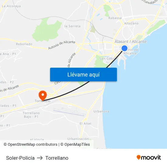 Soler-Policía to Torrellano map