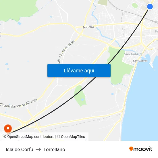 Isla de Corfú to Torrellano map