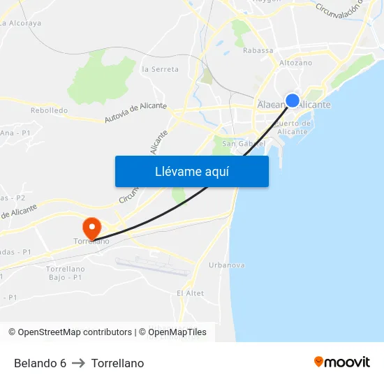 Belando 6 to Torrellano map