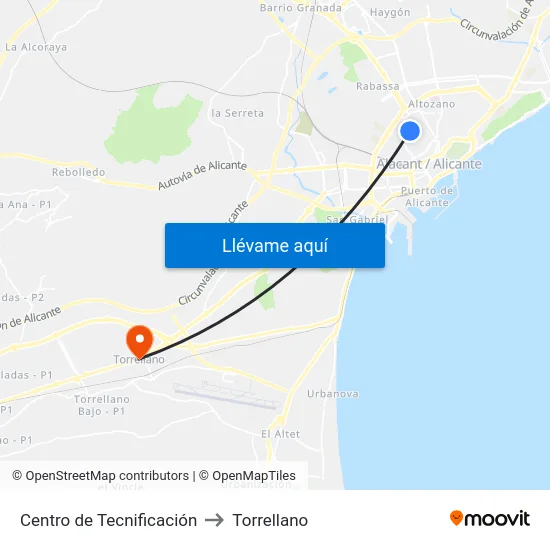 Centro de Tecnificación to Torrellano map