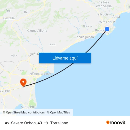 Av. Severo Ochoa, 43 to Torrellano map