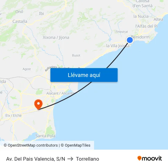 Av. Del Pais Valencia, S/N to Torrellano map