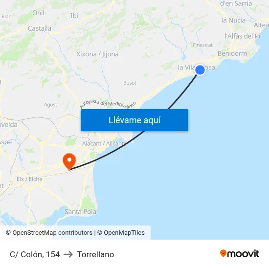 C/ Colón, 154 to Torrellano map
