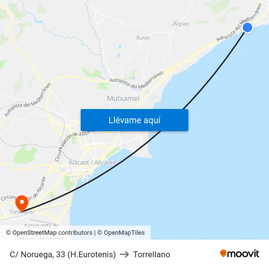 C/ Noruega, 33 (H.Eurotenis) to Torrellano map