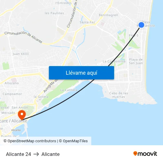 Alicante 24 to Alicante map