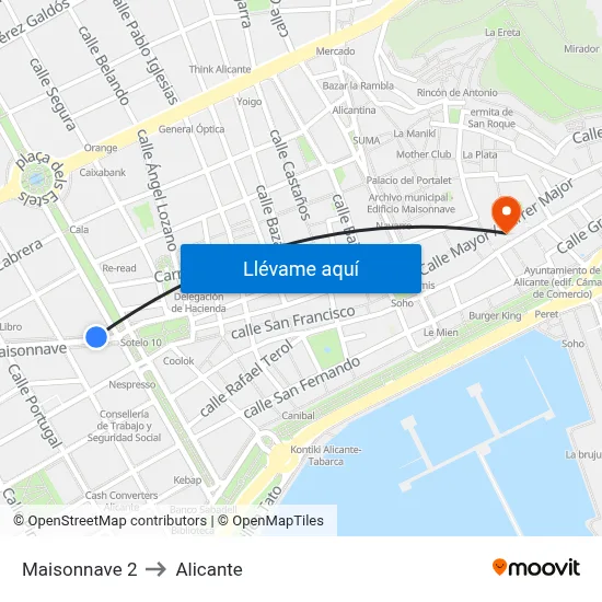Maisonnave 2 to Alicante map
