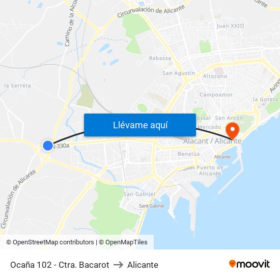 Ocaña 102 - Ctra. Bacarot to Alicante map