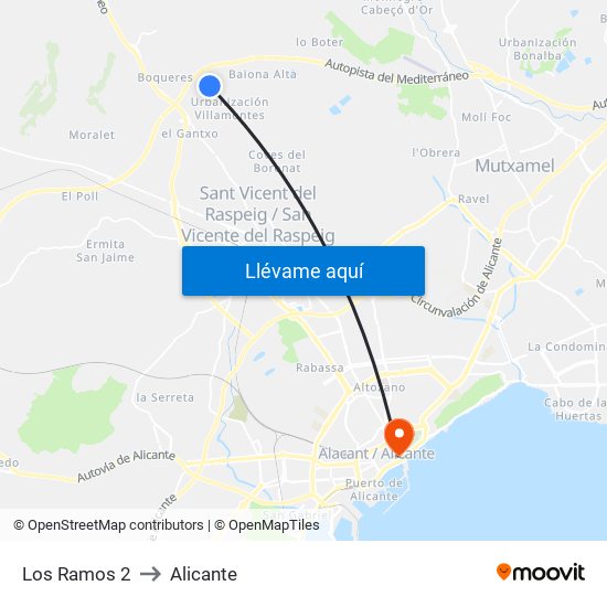 Los Ramos 2 to Alicante map