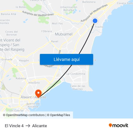 El Vincle 4 to Alicante map