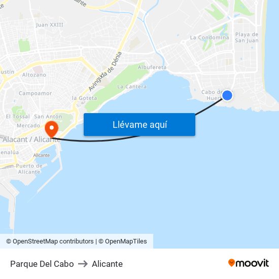 Parque Del Cabo to Alicante map