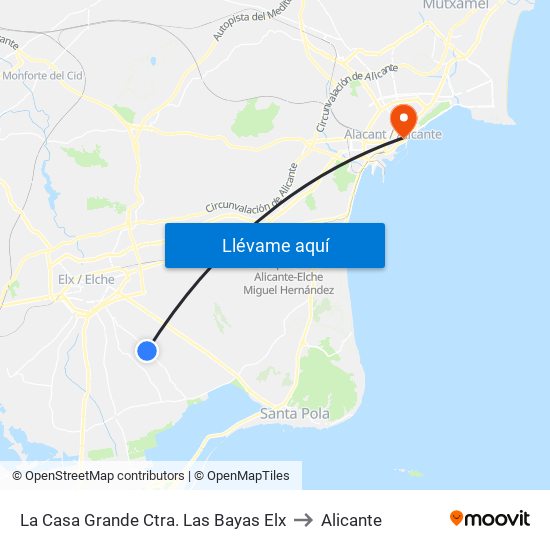La Casa Grande Ctra. Las Bayas Elx to Alicante map
