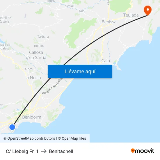 C/ Llebeig Fr. 1 to Benitachell map