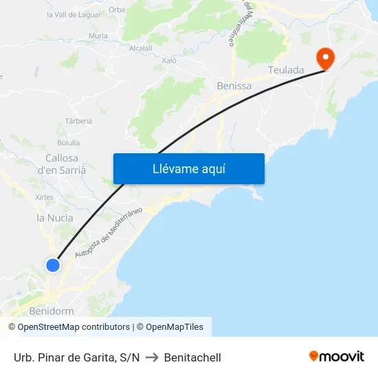 Urb. Pinar de Garita, S/N to Benitachell map