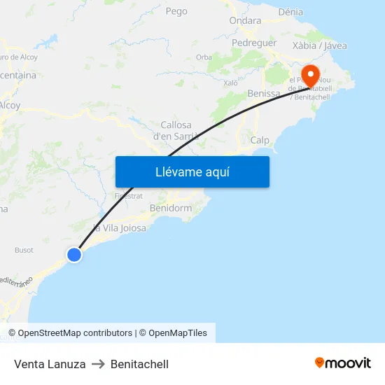 Venta Lanuza to Benitachell map