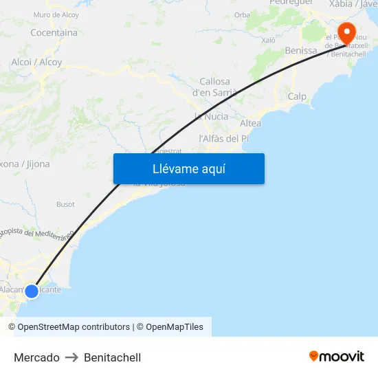 Mercado to Benitachell map