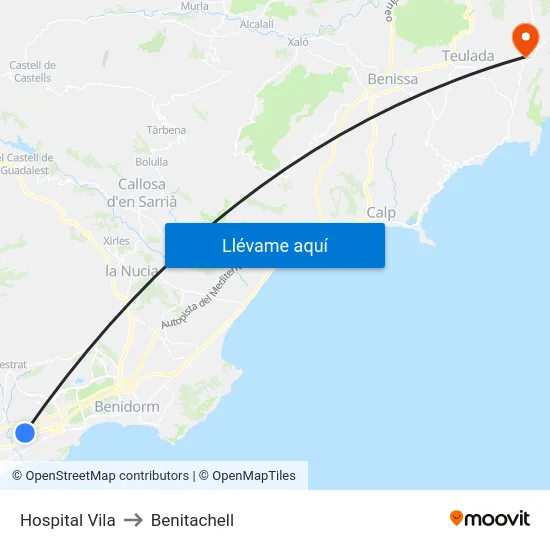 Hospital Vila to Benitachell map