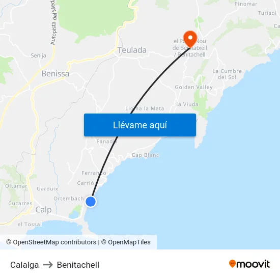 Calalga to Benitachell map