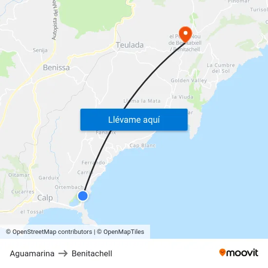 Aguamarina to Benitachell map