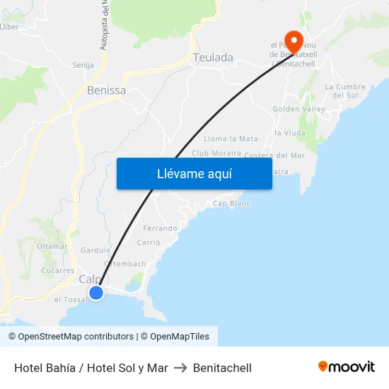 Hotel Bahía / Hotel Sol y Mar to Benitachell map
