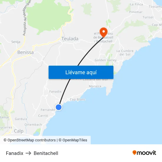 Fanadix to Benitachell map