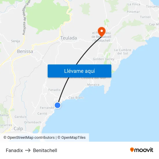 Fanadix to Benitachell map