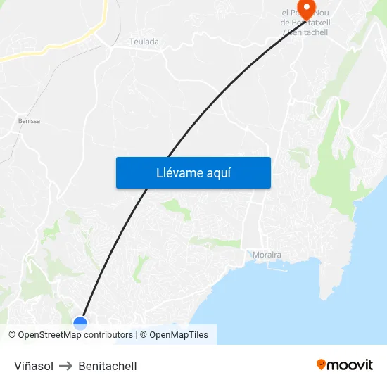 Viñasol to Benitachell map