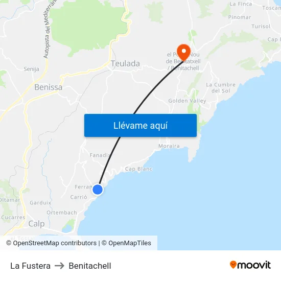 La Fustera to Benitachell map
