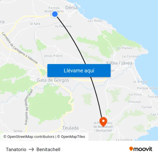 Tanatorio to Benitachell map