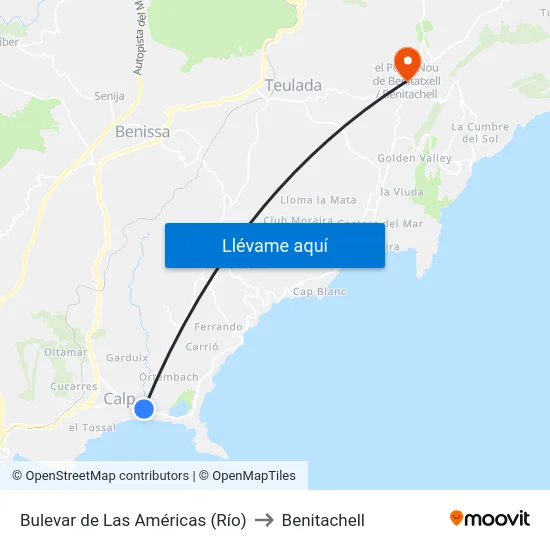 Bulevar de Las Américas (Río) to Benitachell map