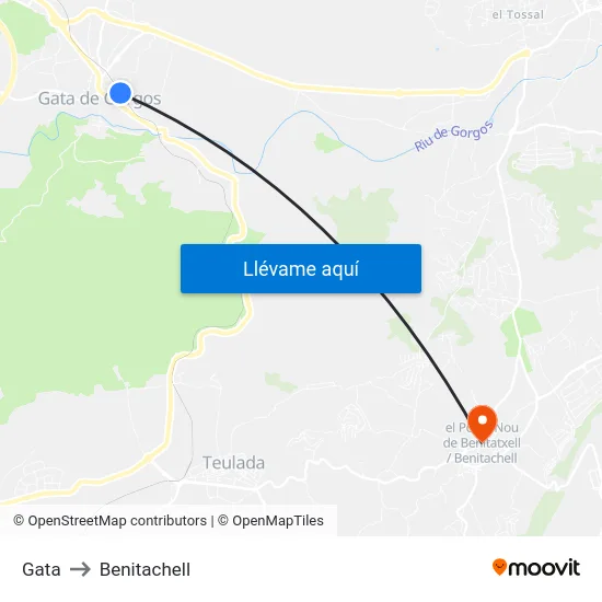 Gata to Benitachell map