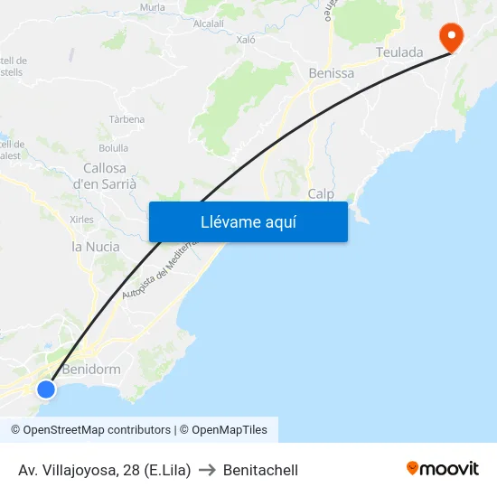 Av. Villajoyosa, 28 (E.Lila) to Benitachell map