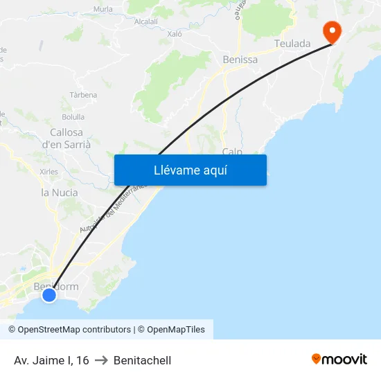 Av. Jaime I, 16 to Benitachell map