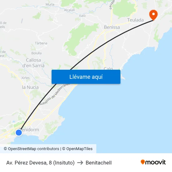 Av. Pérez Devesa, 8 (Insituto) to Benitachell map