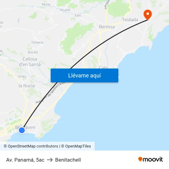 Av. Panamá, 5ac to Benitachell map