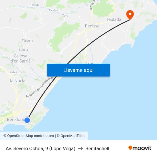 Av. Severo Ochoa, 9 (Lope Vega) to Benitachell map