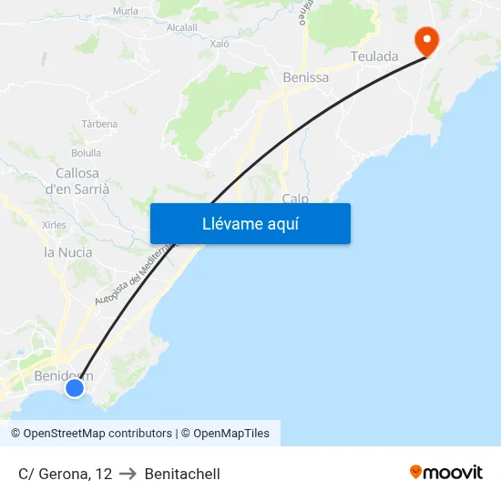 C/ Gerona, 12 to Benitachell map