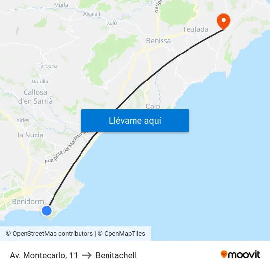 Av. Montecarlo, 11 to Benitachell map