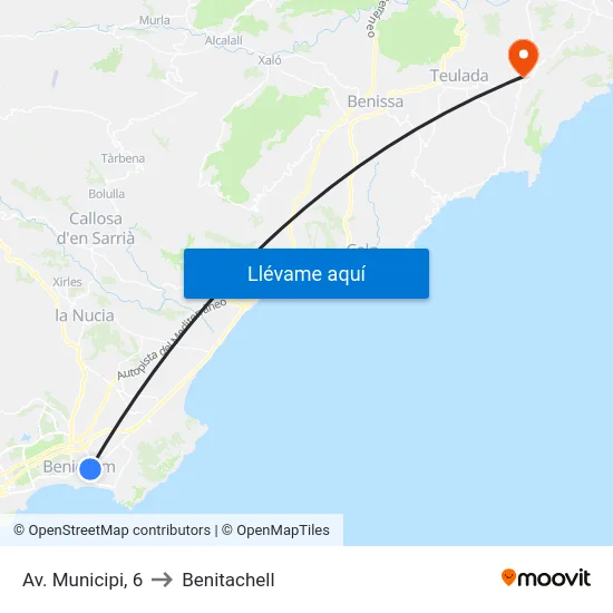 Av. Municipi, 6 to Benitachell map
