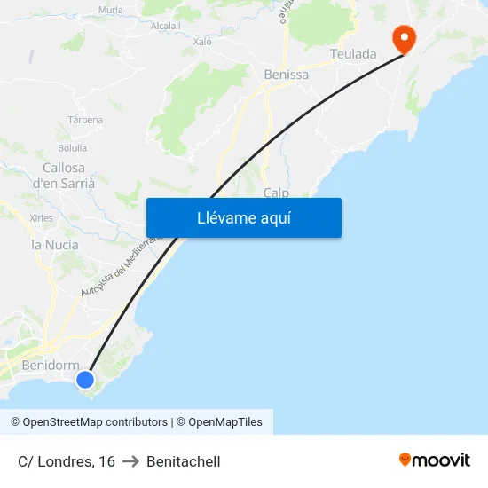 C/ Londres, 16 to Benitachell map