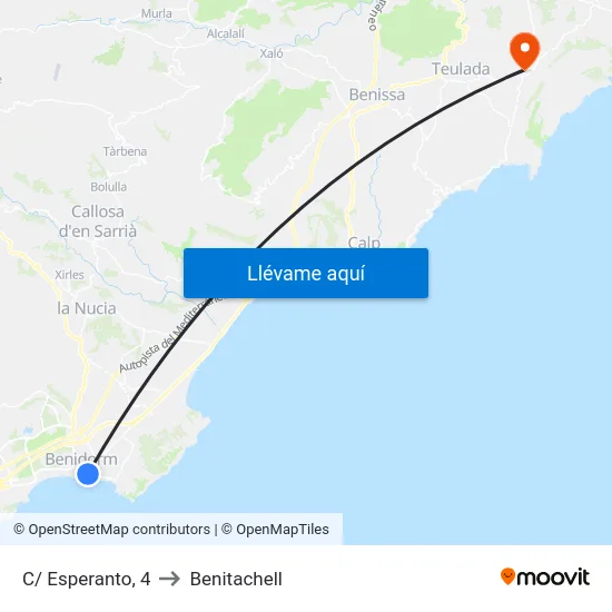 C/ Esperanto, 4 to Benitachell map